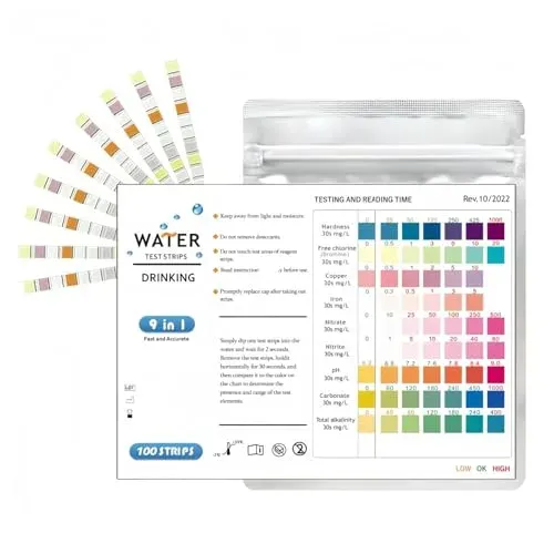 Bandelettes test eau aquarium 9 en 1 Eddrfy, lot de 100