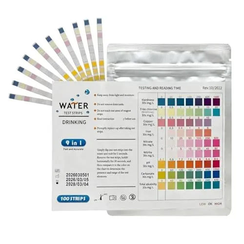Bandelettes test eau aquarium SureFly 9 en 1, lot de 100