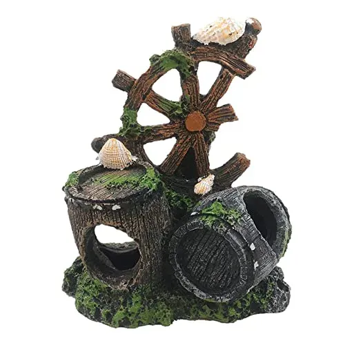 Grotte baril cassé Lin's Wood en résine pour aquarium