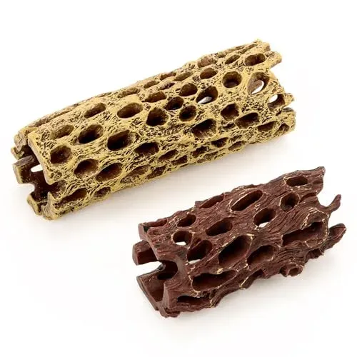 Grottes en résine pour crevettes, lot de 2 (rouge et jaune)