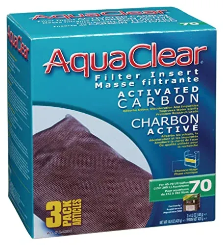 Inserts charbon actif AquaClear 70 pour filtre à dos, jusqu'à 288 l