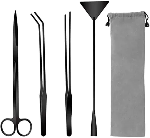 Kit de 4 outils d'aquascaping Coolrunner en inox noir