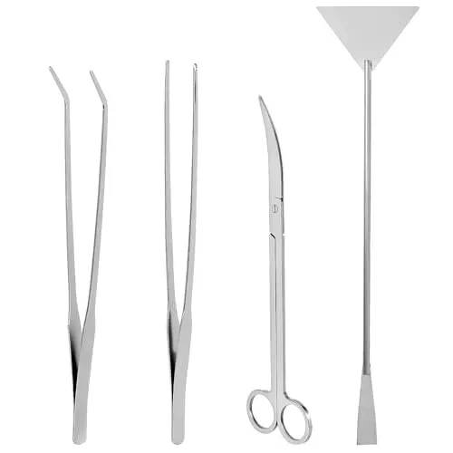 Kit aquascaping QWORK 4 en 1, ciseaux et pincettes inox