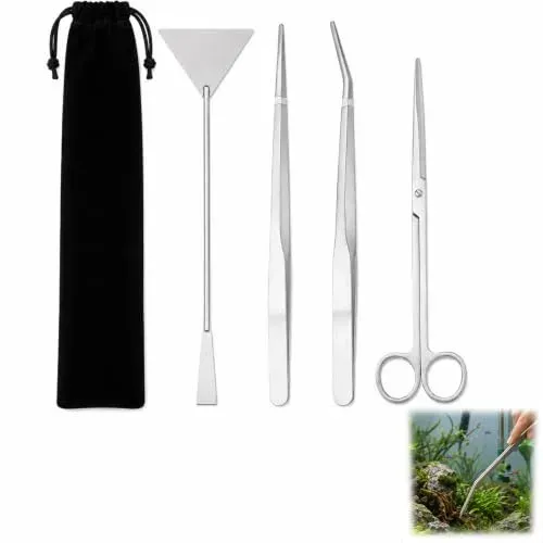 Kit d'aquascaping Voxlvytic 4 pièces en inox avec pochette