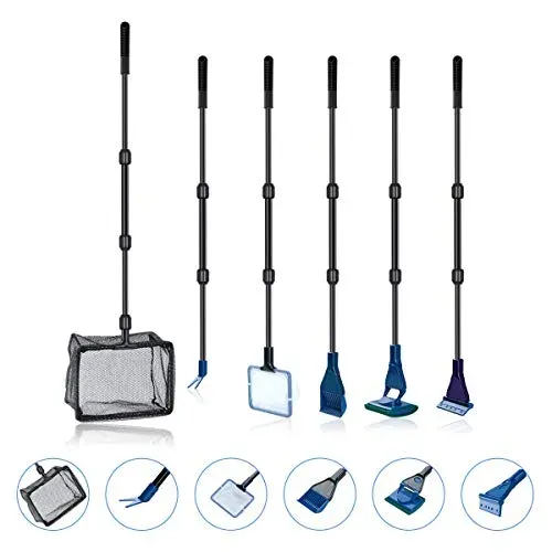 Kit de nettoyage aquarium 6 en 1 Towear avec épuisette et raclette