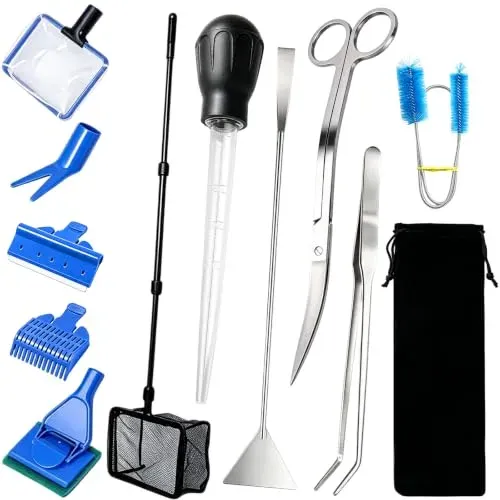 Kit de nettoyage Realure 11 en 1 pour aquarium, manche 88 cm