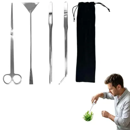 Kit d'outils d'aquascaping Veruydita en inox, 4 pièces