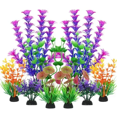Lot de 10 plantes artificielles colorées QUOZUO pour aquarium
