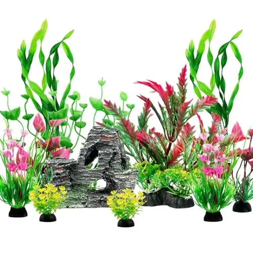Lot de 12 décors artificiels QUOZUO pour aquarium