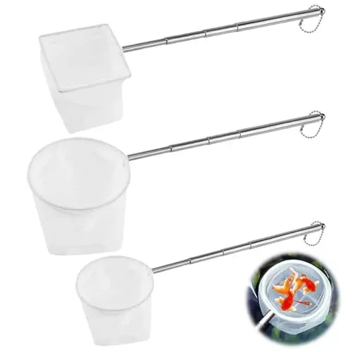 Lot de 3 épuisettes télescopiques pour aquarium et crevettes