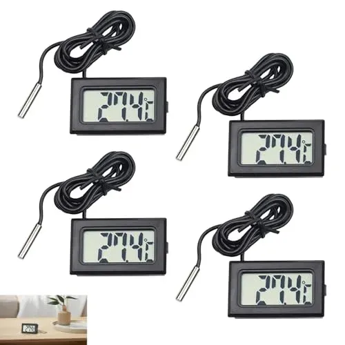 Lot de 4 thermomètres numériques à sonde pour aquarium