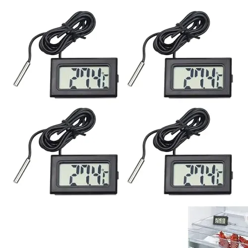 Lot de 4 thermomètres numériques à sonde externe pour aquarium