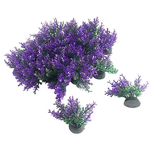 Lot de 20 mini plantes artificielles violettes pour aquarium
