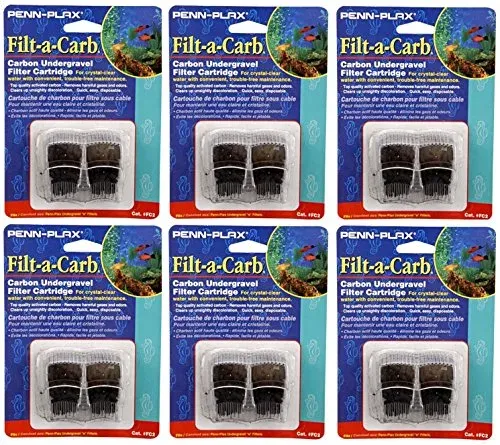 Penn-Plax Filt-A-Carb : lot de 6 paquets de 2 filtres