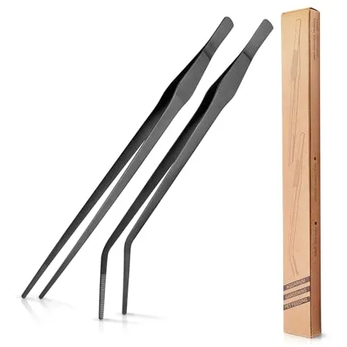 Pinces d'aquarium ACEONE 38 cm, droite et courbe, inox noir