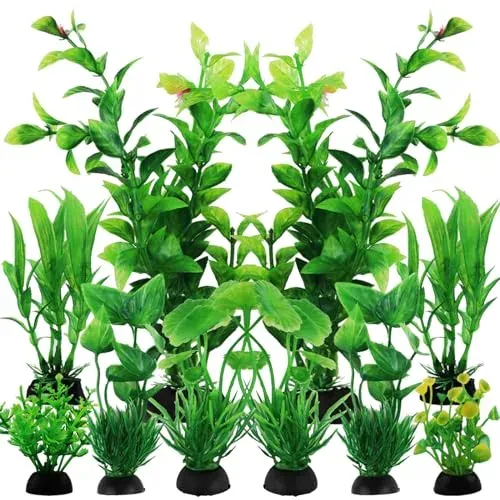 Lot de 10 plantes artificielles vertes pour aquarium d'eau douce