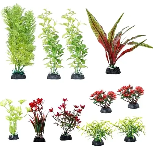Lot de 11 plantes artificielles décoratives pour aquarium