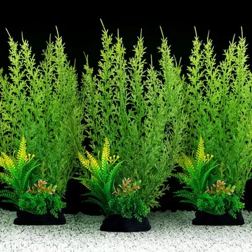 Plantes artificielles hautes QUOZUO pour aquarium (3 pièces)