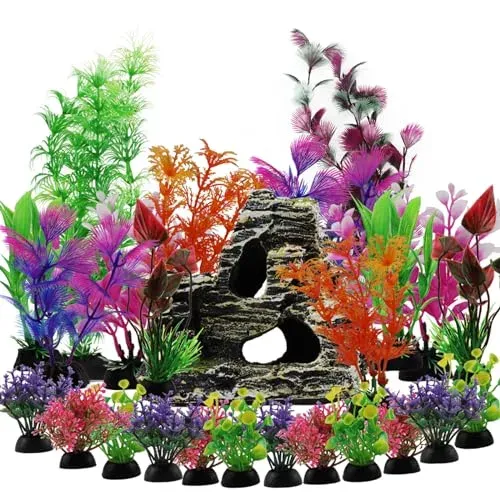 QUOZUO kit décor 25 pièces pour aquarium