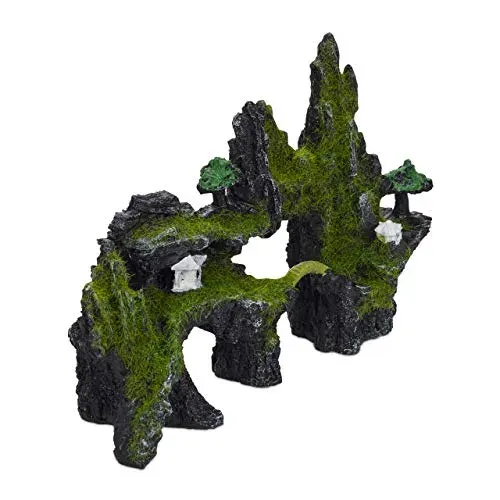 Rocher décoratif Relaxdays noir et vert, 17 x 23,5 cm