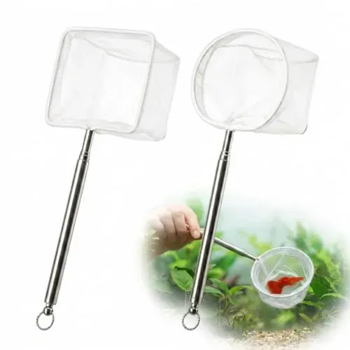 Set de 2 épuisettes Durdiiy carrée et ronde, manche 13 à 40 cm