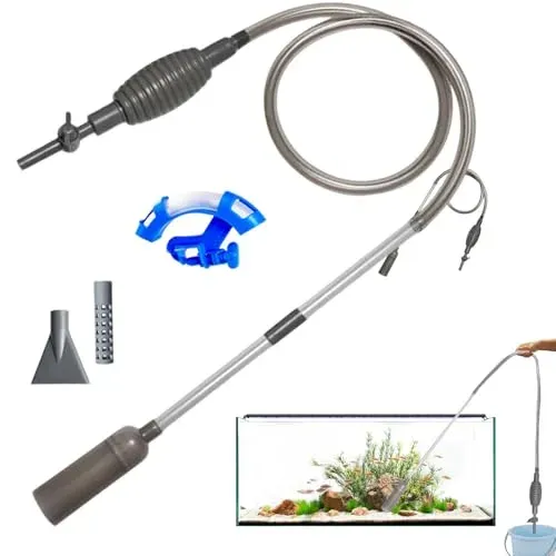 Siphon d'aquarium TENGWA de 210 cm avec valve et grattoir