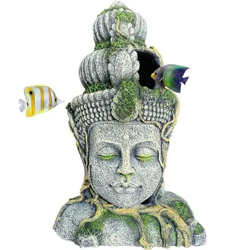 Tête de Bouddha Hamiledyi en résine, cachette pour aquarium