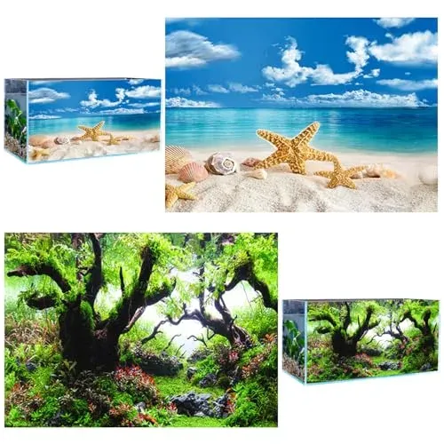 VLYX fond d'aquarium 3D en PVC 62 x 30 cm, thème océan